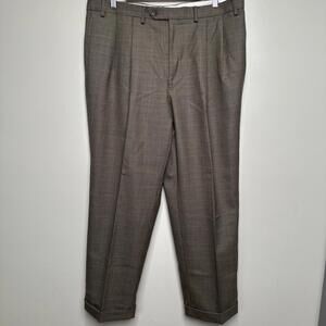 Ralph Lauren Men’s‎ Wool 38x30 Dress Pants Slacks Houndstooth Pleated Cuffed